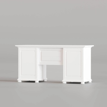 Birou Elena 2 usi si 2 sertare lemn masiv alb unt, 160 × 75 × 80 cm - Img 2