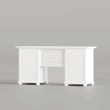 Birou Elena 2 usi si 2 sertare lemn masiv alb unt, 160 × 75 × 80 cm - Img 2