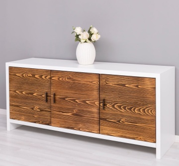 Comoda / Bufet cu 3 usi Rustic Olala, lemn masiv + mdf, 180 x 50 x 78 cm - Img 3