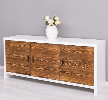 Comoda / Bufet cu 3 usi Rustic Olala, lemn masiv + mdf, 180 x 50 x 78 cm - Img 3