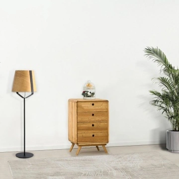 Comoda cu 4 sertare Sahara, Lemn masiv periat, 50 x 45 x 85 cm
