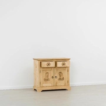 Comoda dormitor Rustic Alpin lemn masiv, 2 usi si 2 sertare, 92 x 46 x 85 cm - Img 2