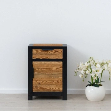 Comoda dormitor Rustic Loft Lemn Masiv cu 1 usa si 1 sertar, 61 x 46 x 85 cm - Img 4