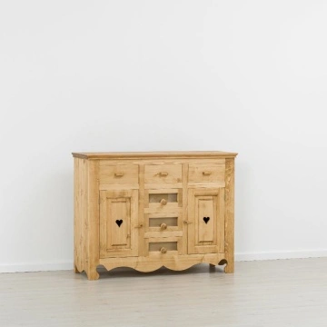 Comoda dormitor Rustika cu 2 usi 6 sertare, Lemn masiv, 149 x 47 x 96 cm - Img 5