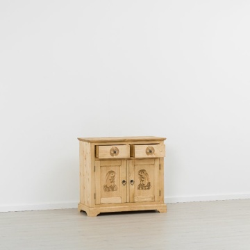 Comoda dormitor Ursul Carpatin lemn masiv, 2 usi si 2 sertare, 92 x 46 x 85 cm - Img 2