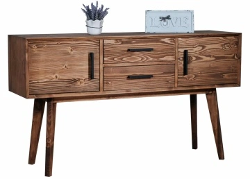 Comoda Terra Home, 2 usi si 2 sertare, lemn masiv, 138 x 38 x 80 cm