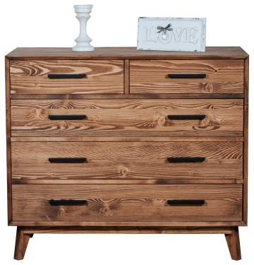 Comoda Terra Home cu 3+2 sertare, lemn masiv, 98 x 45 x 85 cm - Img 2