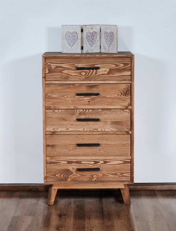 Comoda Terra Home cu 5 sertare, lemn masiv, 60 x 40 x 100 cm - Img 1