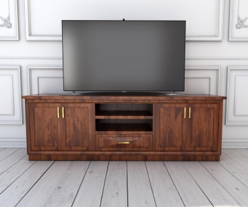 Comoda TV Milano, lemn masiv furniruit, 4 usi si 1 sertare, 140 cm, 160 cm sau 180 cm - Img 1