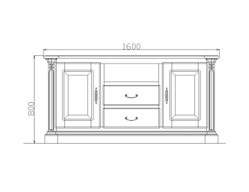 Comoda TV Treviso 2 usi si 3 sertare, Lemn Masiv, 160 x 52 x 80 cm - Img 3