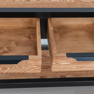 Consola lemn masiv Rustic Loft cu 3 sertare,119 x 35 x 75 cm - Img 6
