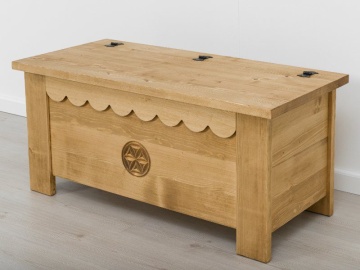 Cufar Rustic Flame, lemn masiv sculptat, 110 x 51 x 50 cm - Img 1