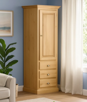 Dulap Casa Maria cu 1 usa si 3 sertare, Lemn Masiv, 72 x 55 x 200 cm