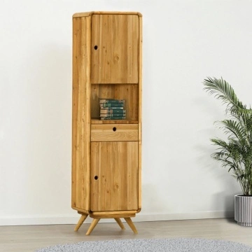 Dulap cu 2 usi, 1 sertar si nisa Sahara, Lemn masiv periat, 60 x 55 x 210 cm