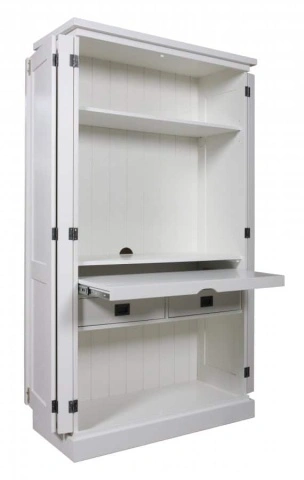 Dulap cu birou Lovely Kubic, lemn masiv si mdf alb, 100 x 45 x 180 cm - Img 6