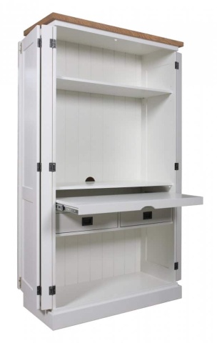 Dulap cu masa birou Lovely Kubic Oak, lemn masiv si mdf, 100 x 45 x 180 cm - Img 5