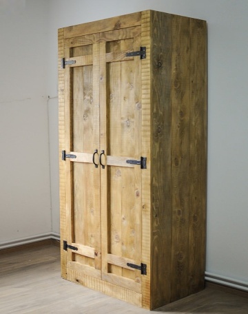Dulap de haine Equator, 2 usi, lemn masiv pin, 100 x 56 x 200 cm - Img 3