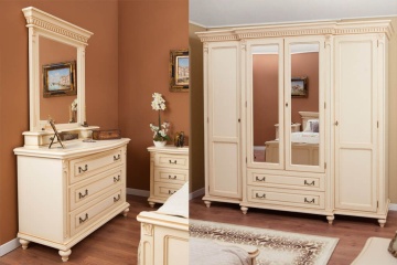 Dulap dormitor Francesca Classic Stil, 2 usi si 2 sertare, vopsit alb, 120 x 55 x 218 cm - Img 2