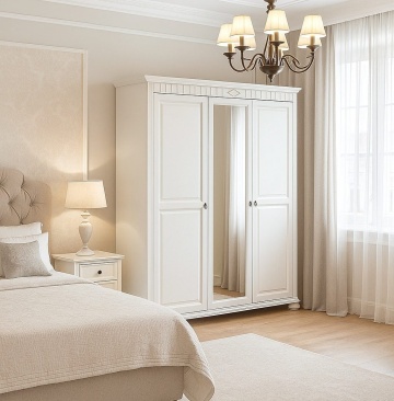 Dulap dormitor Noblesse cu 3 usi, oglinda, Lemn Masiv, 170 x 60 x 210 cm - Img 1