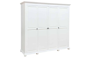 Dulap dormitor Noblesse cu 4 usi, Lemn Masiv, 221 x 60 x 210 cm, Alb - Img 3