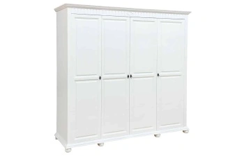 Dulap dormitor Noblesse cu 4 usi, Lemn Masiv, 221 x 60 x 210 cm, Alb - Img 3