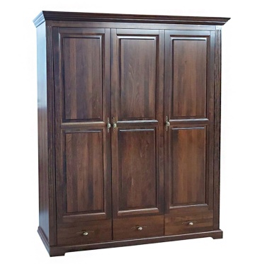 Dulap dormitor Nocce, cu 3 usi si 2 sertare, lemn masiv tei, 161 x 61 x 207 cm - Img 2