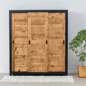 Dulap dormitor Rustic Loft 3 usi culisante, Lemn masiv, 175 x 55 x 200 cm
