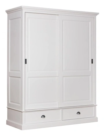 Dulap Lovely Home Matteo 2 usi culisante si 2 sertare, lemn masiv + mdf alb, 168 x 64 x 220 cm