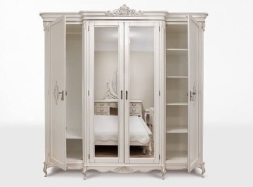 Dulap Monalisa Classic Stil cu 4 usi, finisaj vopsit alb cu patina aurie, 235.5 x 68.4 x H 237.5 cm - Img 2