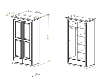 Dulap Nocce, 2 usi cu oglinzi, lemn masiv tei, 113 x 61 x 207 cm - Img 5