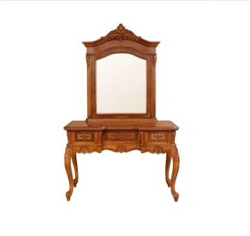 Masuta de toaleta cu oglinda si 3 sertare Josephine Classic Stil, furnir nuc, 134 x 54 x H 212 cm