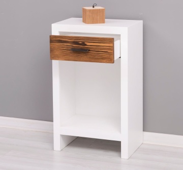 Noptiera cu 1 sertar Rustic Olala, lemn masiv + mdf, 45 x 30 x 74 cm - Img 6