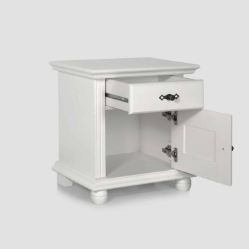 Noptiera dormitor Sara, lemn masiv, 52 x 40 x 55.5 cm, alb unt - Img 2