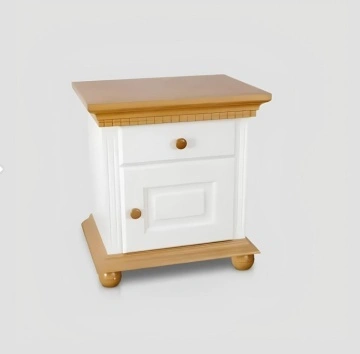 Noptiera dormitor Teodora, lemn masiv, 52 x 40 x 55.5 cm, alb unt/miere - Img 3
