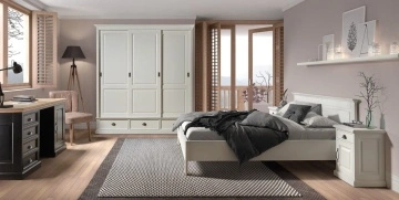 Noptiera Lovely Home cu 1 usa si 1 sertar, lemn masiv alb, 72 x 50 x 93 cm - Img 2