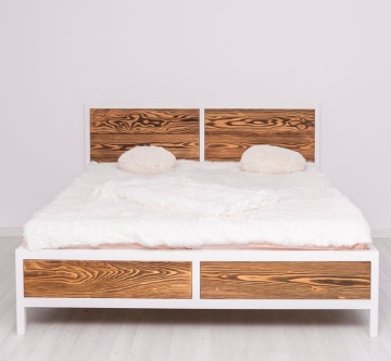 Pat dormitor Rustic Olala lemn masiv + mdf, 90 cm, 140 cm, 160 cm sau 180 x 200 cm - Img 4