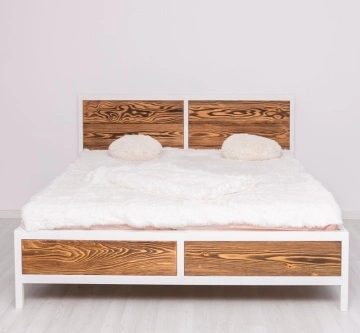Pat dormitor Rustic Olala lemn masiv + mdf, 90 cm, 140 cm, 160 cm sau 180 x 200 cm - Img 5