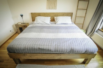 Pat lemn masiv pin model Nicopole, pat in stil rustic, 140 cm, 160 cm, 180 cm sau 200 x 200 cm - Img 5