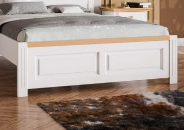 Pat Sara Prime lemn masiv finisaj alb unt - miere, 90 cm, 120 cm, 140 cm, 160 cm sau 180 × 200 cm - Img 3