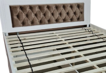 Pat tapitat Noblesse alb, Lemn masiv, 90 cm, 140 cm, 160 cm sau 180 x 200 cm - Img 4