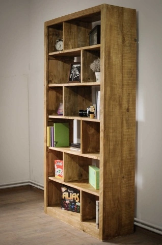 Raft biblioteca Tasmania, lemn masiv pin, 100 x 38 x 200 cm - Img 2