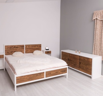 Set mobila dormitor Rustic Olala, 4 piese, lemn masiv + mdf