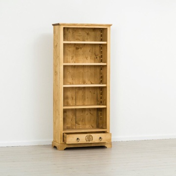 Biblioteca Lemn Masiv Rustic Alpin cu 4 polite reglabile, 90 x 38 x 200 cm - Img 2