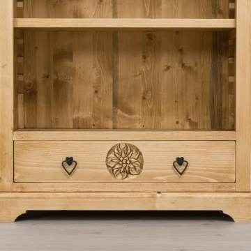 Biblioteca Lemn Masiv Rustic Alpin cu 4 polite reglabile, 90 x 38 x 200 cm - Img 6