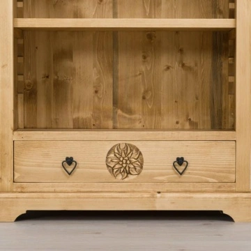 Biblioteca Lemn Masiv Rustic Alpin cu 4 polite reglabile, 90 x 38 x 200 cm - Img 6