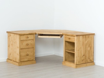 Birou de colt Rustika lemn masiv, 225 x 62/122 x 77 cm - Img 2