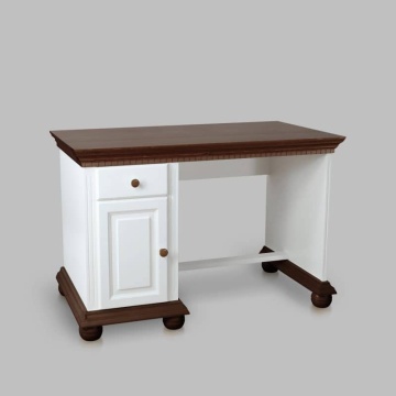 Birou dormitor Teodora mic, lemn masiv, 120 x 65 x 80 cm, alb unt/miere - Img 4
