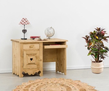 Birou Lemn Masiv Rustic Flame, 1 usa si 1 sertar, 110 x 65 x 76 cm - Img 2