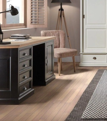 Birou Lovely Oak cu 1 usa si 4 sertare, lemn masiv si mdf, 160 x 70 x 78 cm - Img 3