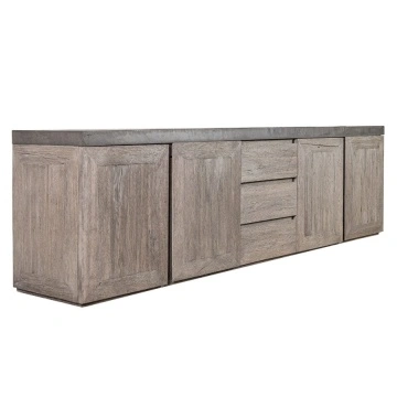 Bufet Alaska cu 3 sertare si 4 usi, lemn masiv stejar + microciment, 254 x 46 x 71 cm - Img 2
